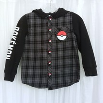 Pokémon Pikachu Hoodie Plaid Flannel Shirt *VERY RARE* Poké Ball Snap Front S - £54.22 GBP