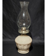 Large 15&quot; Hurricane Lamp Vintage Clear Glass Overlay Rose Pattern Kerose... - $71.93 CAD