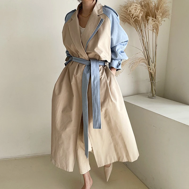   Fashion work Trench Coat Long Sleeve Sashes Belt Jacket Female Streetwear Spri - £186.61 GBP