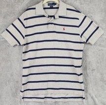 Polo Ralph Lauren Shirt Mens Large Gray Blue Striped Preppy Casual Short... - £14.21 GBP
