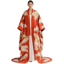 Vintage Japanese Uchikake Wedding Kimono, Red Silk with Crane Motif, MC Era - $995.00