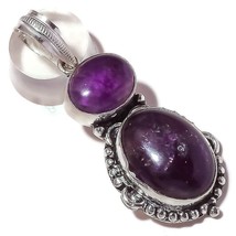 Cabochon Amethyst Agate Natural Oval Gemstone 925Silver Overlay Handmade Pendant - £7.97 GBP
