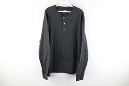 J Crew Mens Size XL Blank Long Sleeve Henley T-Shirt Charcoal Gray Cotton - £27.72 GBP