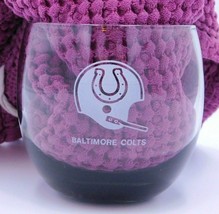 Vtg Baltimore Colts NFL Clear Grey Smoked Lowball Glass 10 oz 3.5&quot;  - $14.99
