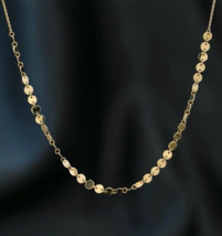 14K Gold Chained Circles Sequin Choker Necklace, 925 Silver, gift, sparkle, fun - £37.40 GBP