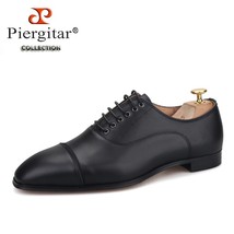 black genuine leather handmade men derby shoes for wedding and banquet red botto - £222.21 GBP