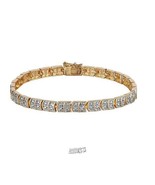 Diamond 8&quot; Highlight Tennis Bracelet Gold 14K gold plate Two-tone illusion - $85.49