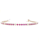 14ct Yellow Gold Natural Round Ruby Tennis Milgrain Bracelet 3.15ct 7 In... - $6,253.38 CAD