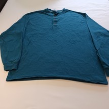 Hanes Beefy 3-Button Men’s Turquoise Long Sleeve T-Shirt Size XL - $203.98 MXN