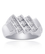 1.25 Carat Channel Setting Mens Round Cut Diamond Ring 14K White Gold - £1,383.61 GBP