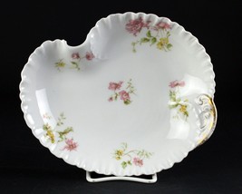 Haviland Limoges Schleiger 221 Pink &amp; Yellow Roses Kidney Shaped Bonbon Bowl 9&quot; - £58.99 GBP