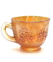 Vintage Carnival Glass Cup Iridescent Marigold Flower Pattern - £29.28 GBP