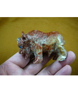 (Y-BUF-403) red tan gray BUFFALO bison carving gem stone gemstone SOAPST... - $382.69 MXN