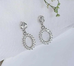 Round Cut 1.50Ct Simulated Diamond Dangle/Drop Earrings in Solid 14k White Gold - £200.71 GBP