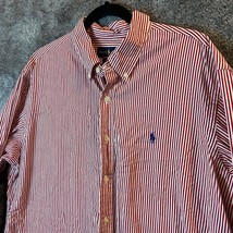 Ralph Lauren Button Up Shirt Mens 2XL XXL Red Striped Nautical Custom Fit Preppy - £12.97 GBP