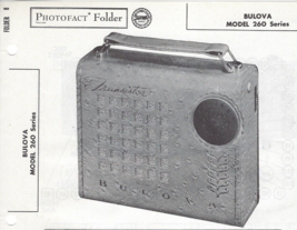 1957 BULOVA 260 Transistor AM RADIO Photofact MANUAL Portable Receiver Schematic - $10.88