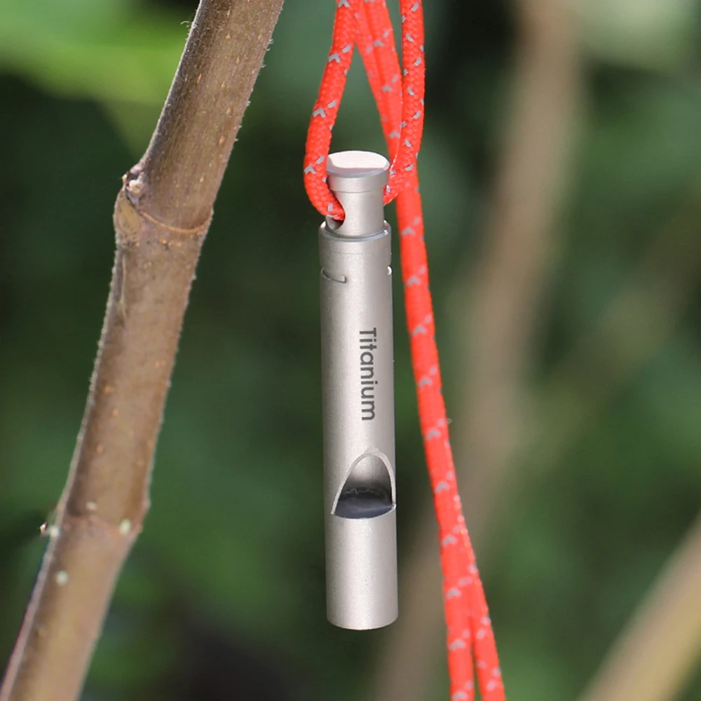 Camping Whistle Ultralight Titanium Emergency Whistle with Cord Outdoor ... - £10.10 GBP