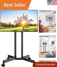 Sturdy Rolling TV Cart for 32-75 Inch Screens - 88lbs Capacity &amp; VESA Co... - $142.54