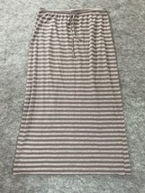 Sahalie Womens Maxi Skirt Size Large Gray Stripes Drawstring Elastic Waist - £11.90 GBP