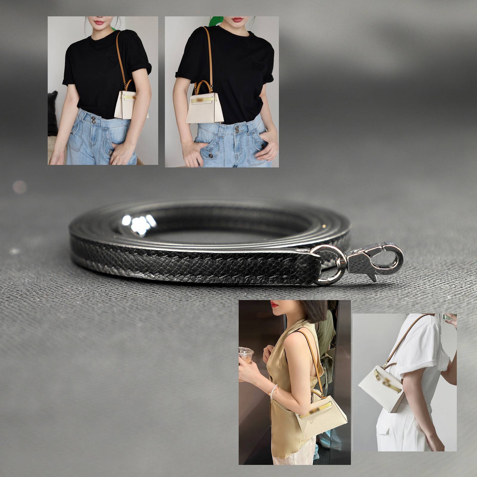 1.0cm width Epsom leather shoulder strap for mini kelly II ,Epsom leather bag