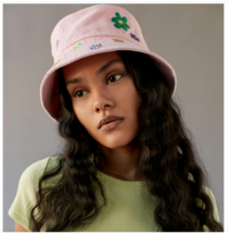 UO Pink Poppy Bucket Hat Embroidered Y2K Style NEW Urban Outfitters $174 MSRP - £18.63 GBP