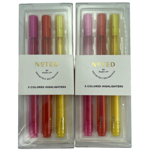 Noted by Post-It 3 Highlighters Lot of 2 Sets Pink Orange Yellow Total o... - $9.72
