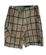 Hurley Brown Plaid Lace Up Board Shorts Swim Trunks 32&quot; Pocket Lightweig... - £11.67 GBP