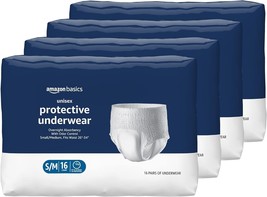 Amazon Basics Incontinence Underwear for Unisex Overnight Absorbency S/M... - $478.30 MXN