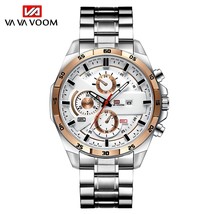 Leather Belt Steel Watch Sports Leisure Quartz Watch Calendar Men&#39;s Watch - £20.18 GBP