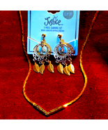 Vintage gold and rhinestone necklace and southwestern earrings - £24.92 GBP