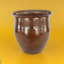 Antique Redware Apple Butter Crock Jar Reddish Brown Southeastern Pennsy... - $78.07