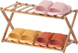 Basicwise Bamboo Foldable Shoe Rack, Free Standing Shoe Organizer, Qi004329.2 - £32.72 GBP