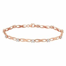 14k Rose Gold Plated Round Simulated Diamond Infinity Tennis Bracelet 7&quot; inch - £73.63 GBP