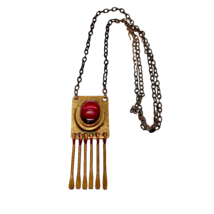 Rafael Alfandary Murano Glass &amp; Copper Necklace Vintage Modernist Jewelry - £73.88 GBP