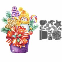 Christmas Flower Pot Snowman Candy Metal Cutting Dies Card Scrapbooking Craft - £10.00 GBP