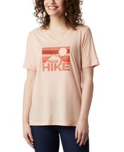 Columbia Womens Plus Size Relaxed V-Neck T-Shirt Color Peach Cloud Heather 3X - £27.64 GBP