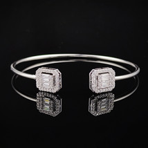 2022 new rectangle silver color princess bracelet bangle for women open annivers - £11.02 GBP