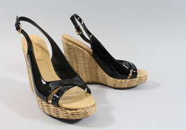  CAR SHOE 37 B  wedge high heels black patent platform shoes $395 dust b... - £79.92 GBP
