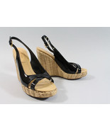 CAR SHOE 37 B  wedge high heels black patent platform shoes $395 dust b... - £79.23 GBP