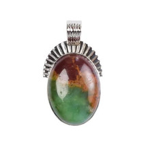 Jewelry of Venus fire  Pendant of MULADHARA (ROOT CHAKRA) Chrysoprase silver pen - £533.53 GBP