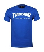 Mens T-shirt Thrasher Magazine Logo Royal White - $17.39