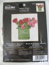 Plaid BUCILLA Counted Cross Stitch 45192 Winter Roses In Flower Bin 5.5 x 5 vtg - £10.87 GBP