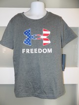 Under Armour Freedom Flag Logo Gray Shirt Size 6 Boy&#39;s NEW - $18.25