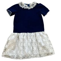 Vintage Blue Velvet Lace Collar Dropwaist Winnie the Pooh 6X Dress - $613.27 MXN