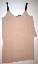 New NWT $218 S Small PJK Leather Strap Fabric Dress Womens Tank Beige Khaki  - £177.03 GBP