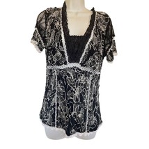 ALBERTO MAKALI Crinkle Floral Print Blouse Shirt Top Size M - $12.62