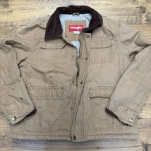 Wrangler Mens Large Hero Barn Jacket Tan Sherpa Corduroy Coat Chore Util... - $34.47