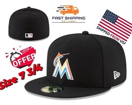 MLB Miami Marlins 59FIFTY 5950 Men&#39;s Size 7 3/4 Fitted New Era Hat Cap - $26.99