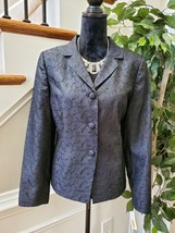 Talbots Womens Black 100% Silk Long Sleeve Single Breasted Fitted Blazer Size 10 - £71.14 GBP