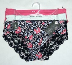 3 Laura Ashley Solids Pink Mint Floral Crocheted Back Lace Panties Wm&#39;s ... - $21.59